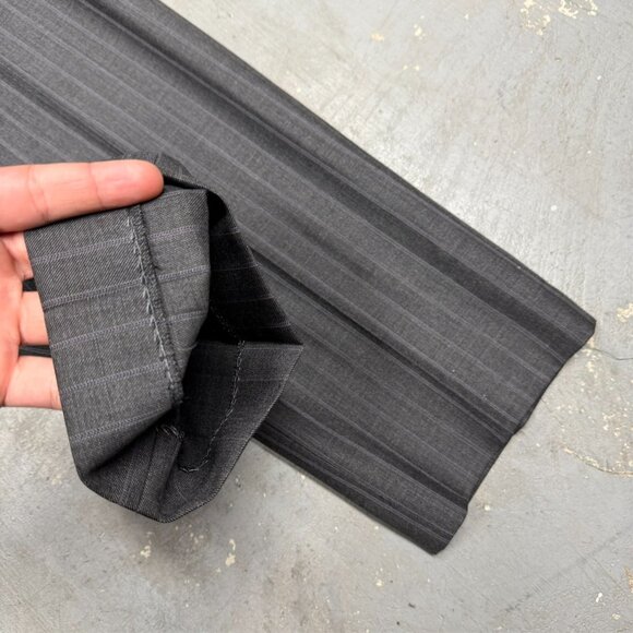 Canali Dress Pants Striped Wool Trousers Made in Italy Grey 32x30 - Picture 6 of 9